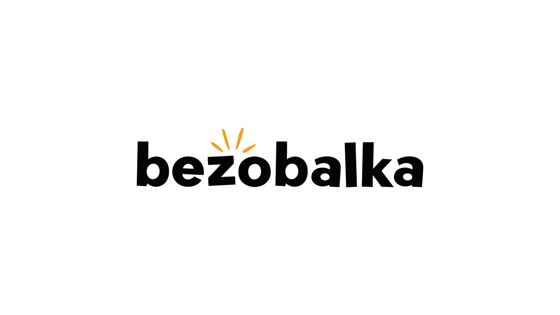 Logo Bezobalky malými černými písmeny s malým oranžovým akcentem nad písmenem „z“ na bílém pozadí