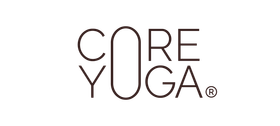 Logo CORE YOGA v tmavě hnědém textu na bílém pozadí