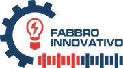 Un logo per fabbro innovative con una lampadina e un ingranaggio.