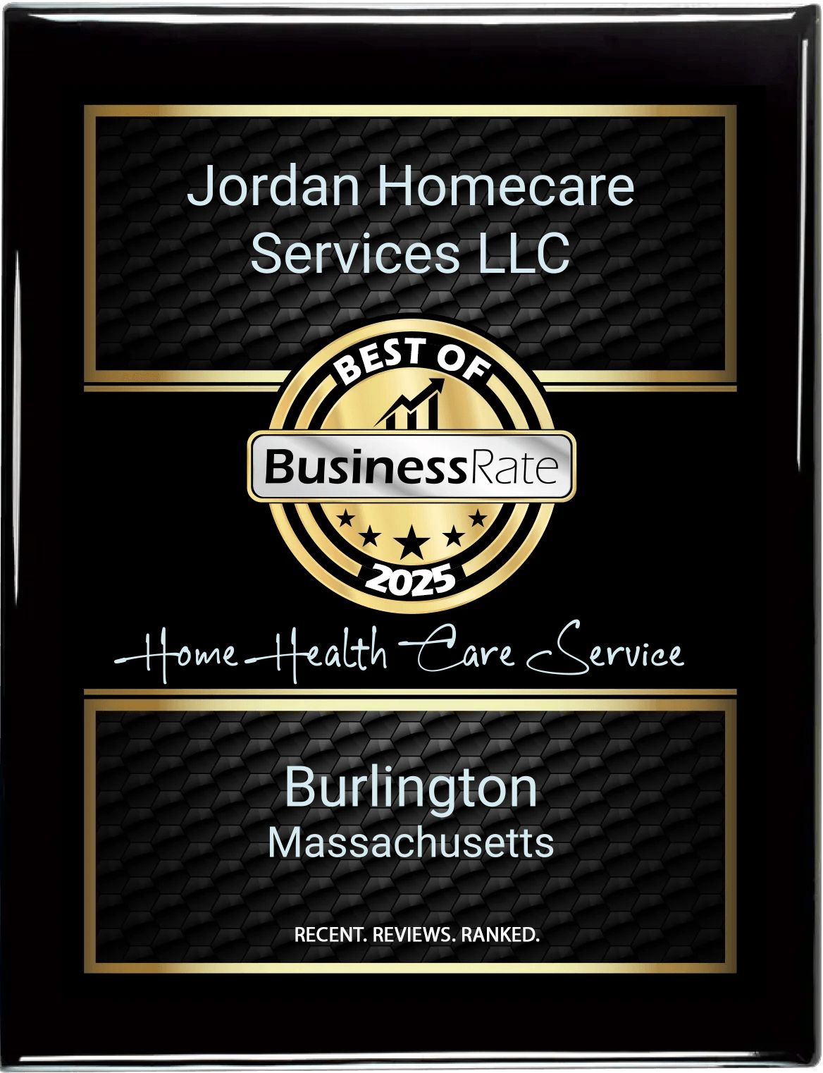 Plaque for Jordan Homecare Services LLC