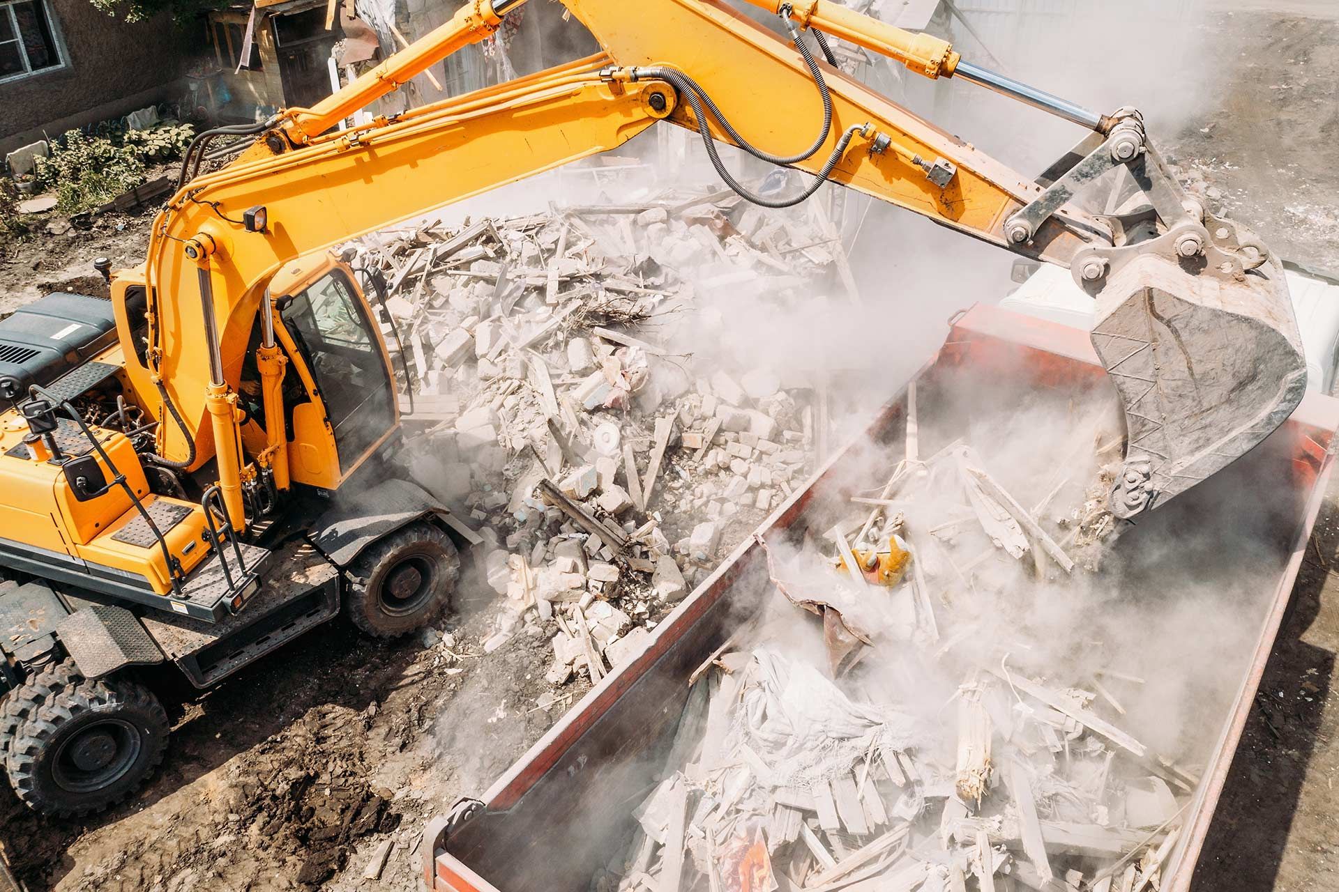 Excavator On Demolition Site