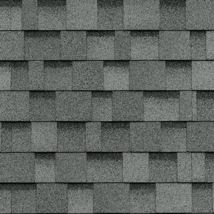 Bardeaux de toiture en asphalte gris foncé.