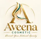 Avena Cosmetic logo with stylized profile in gold and green, tagline “Reveal Your Natural Beauty”