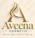Avena Cosmetic logo with stylized profile in gold and green, tagline “Reveal Your Natural Beauty”