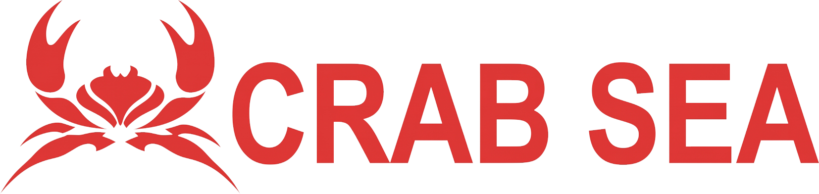 Red crab logo with the text &ldquo;CRAB SEA&rdquo; in red on a white background