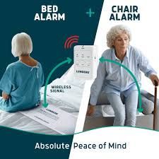 Image of women utilizing the bed mat with alarm as she is stepping out of bed.