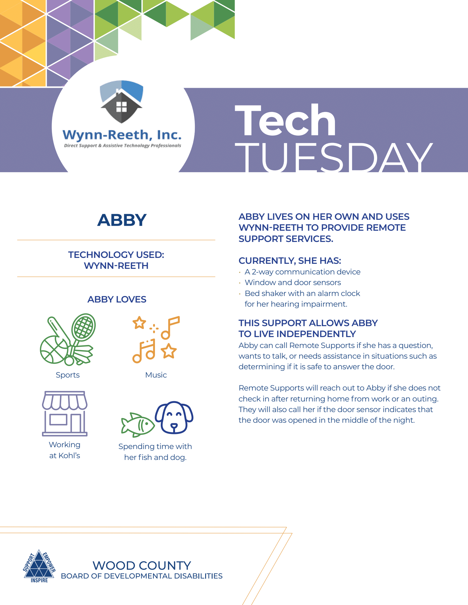 Tech Tuesday flyer with Wynn-Realty, Inc. logo. Text and graphics highlight tech features and benefits.