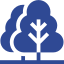 Blue icon of two trees with leafy tops.