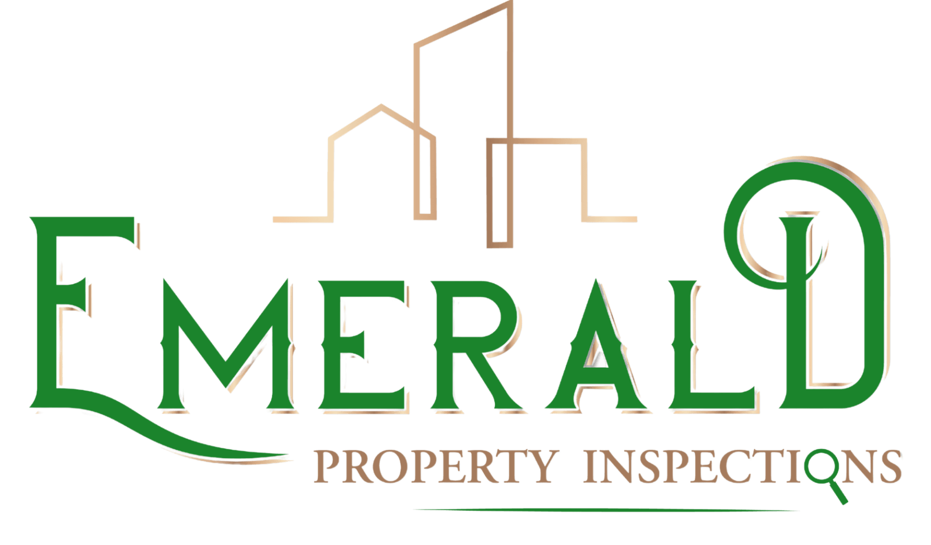 The brandmark for Emerald Property Inspections is green and gold.