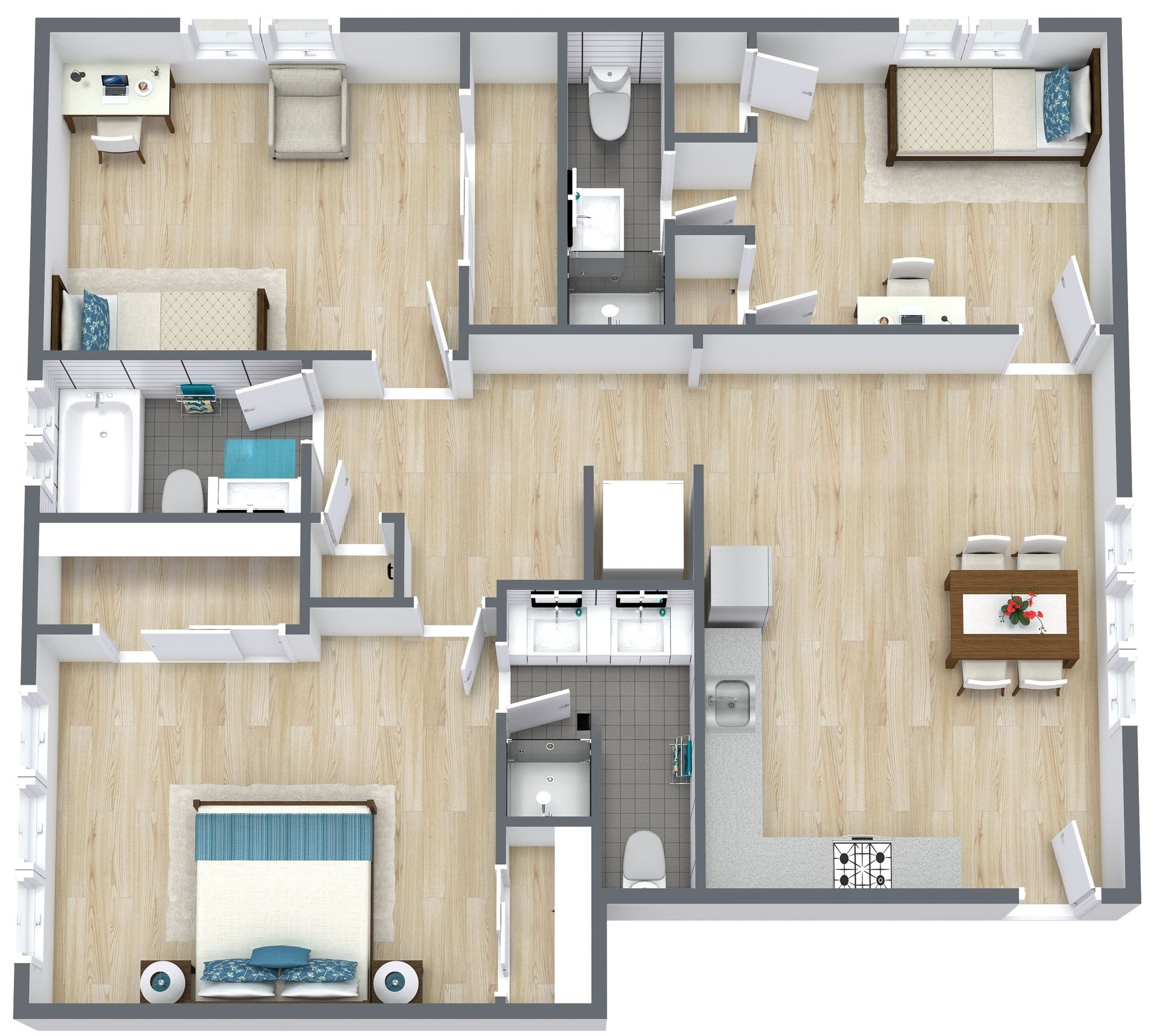 Floor plan for 2 Bedroom 1