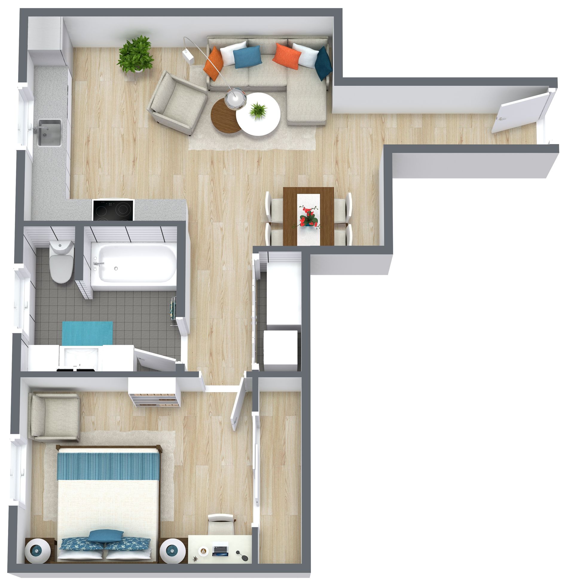 1 Bedroom Duplet layout option #2