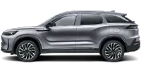 SUV gris sobre fondo blanco. Vista lateral.
