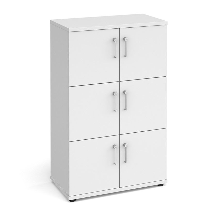 Wooden Storage Lockers 6 Door - White - White Doors