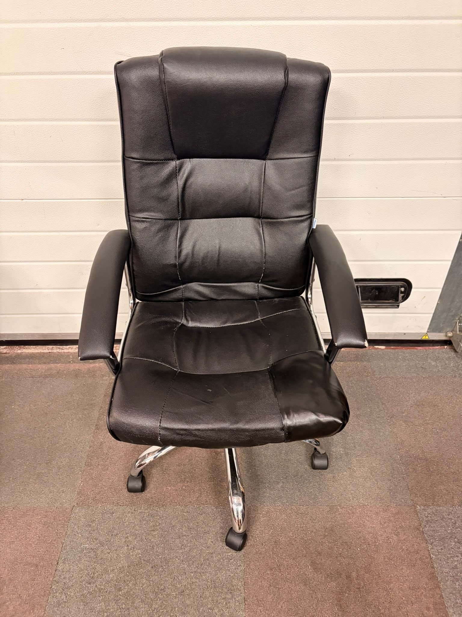 Used Leather Managers Chair - Chrome Base
