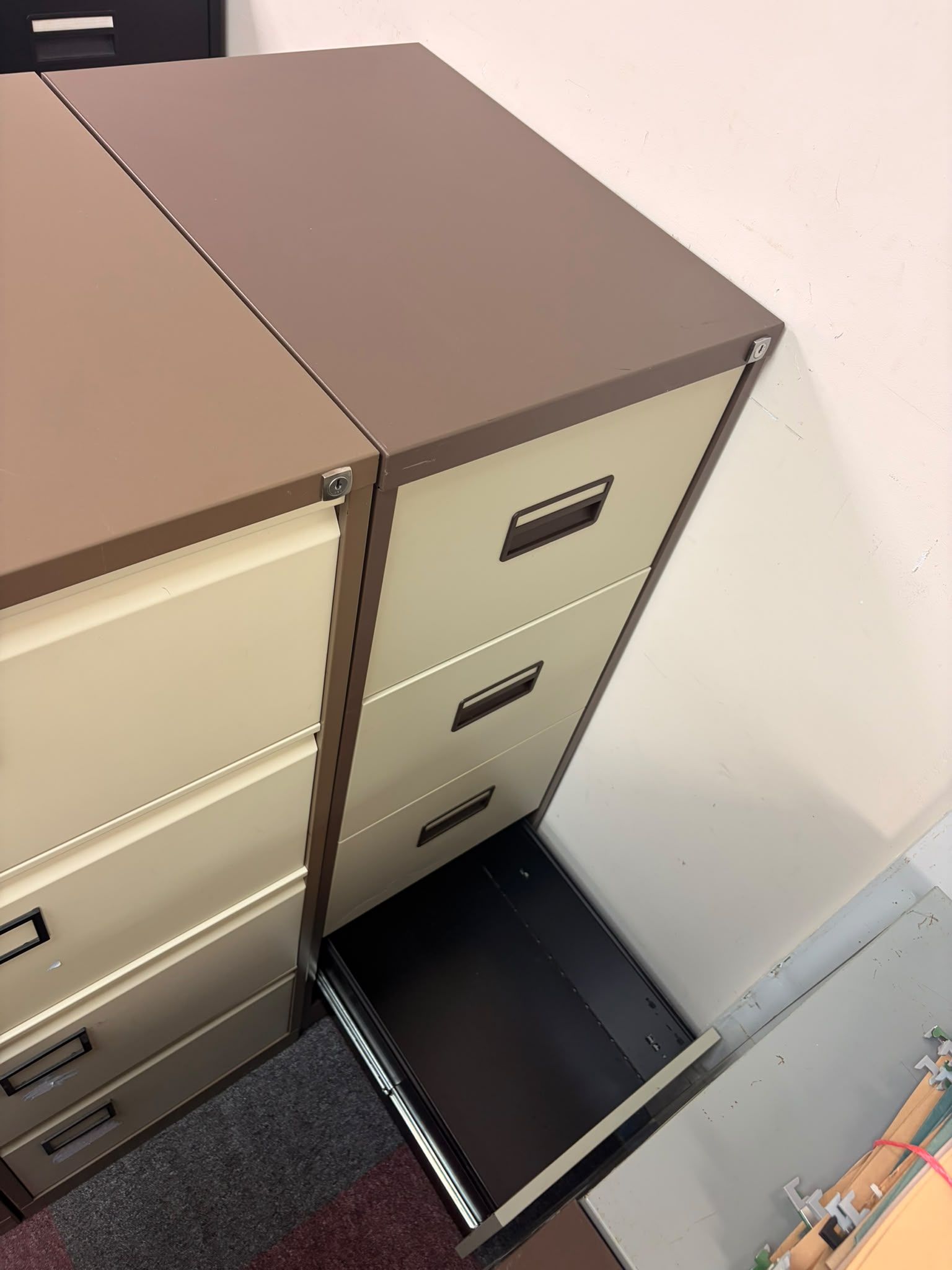 Used Coffee & Cream Four Drawer Filing Cabinet
