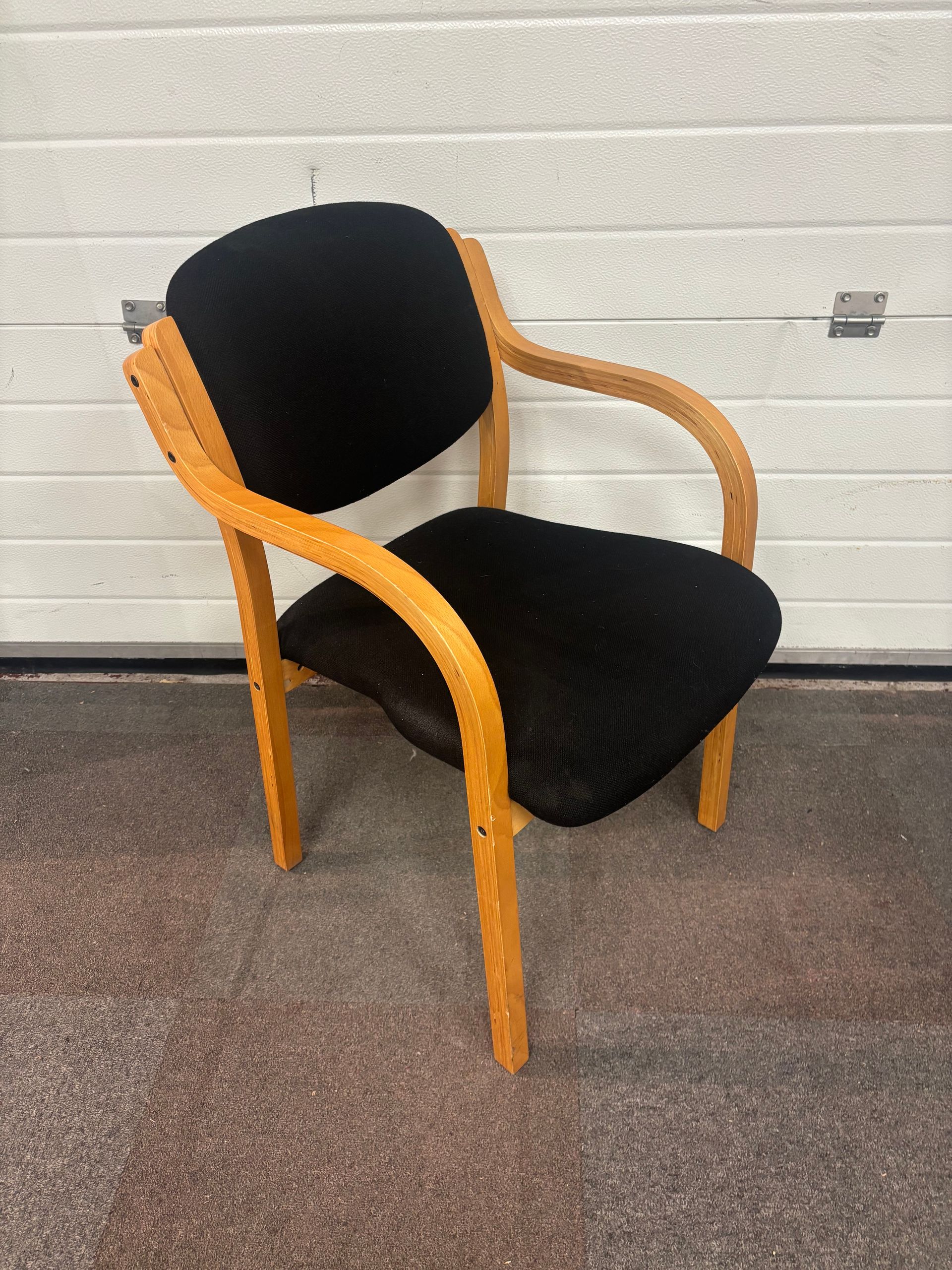 Meeting Chair - Wooden Arms - Black