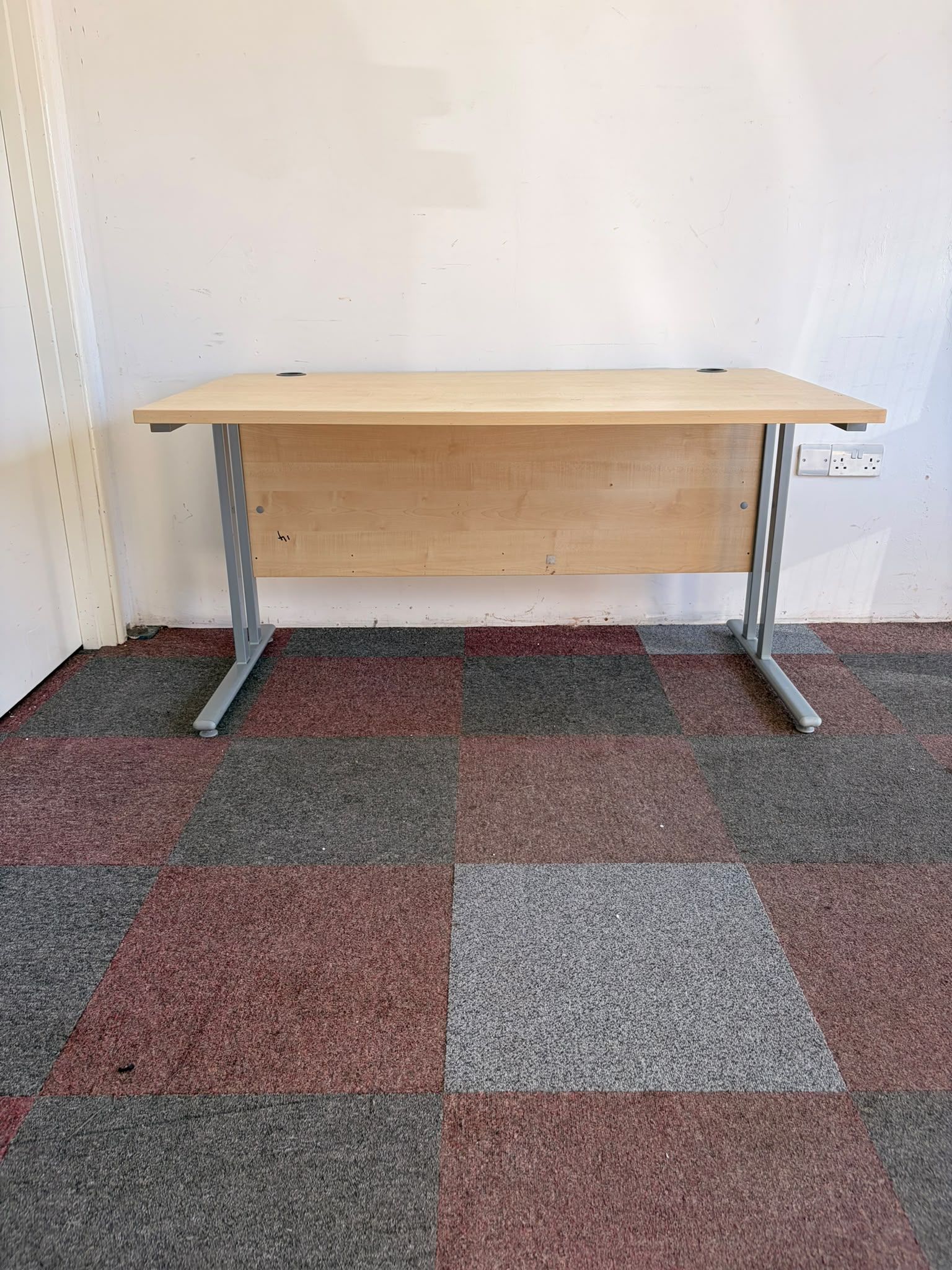 Used Straight Desk - Maple - Cantilever Frame