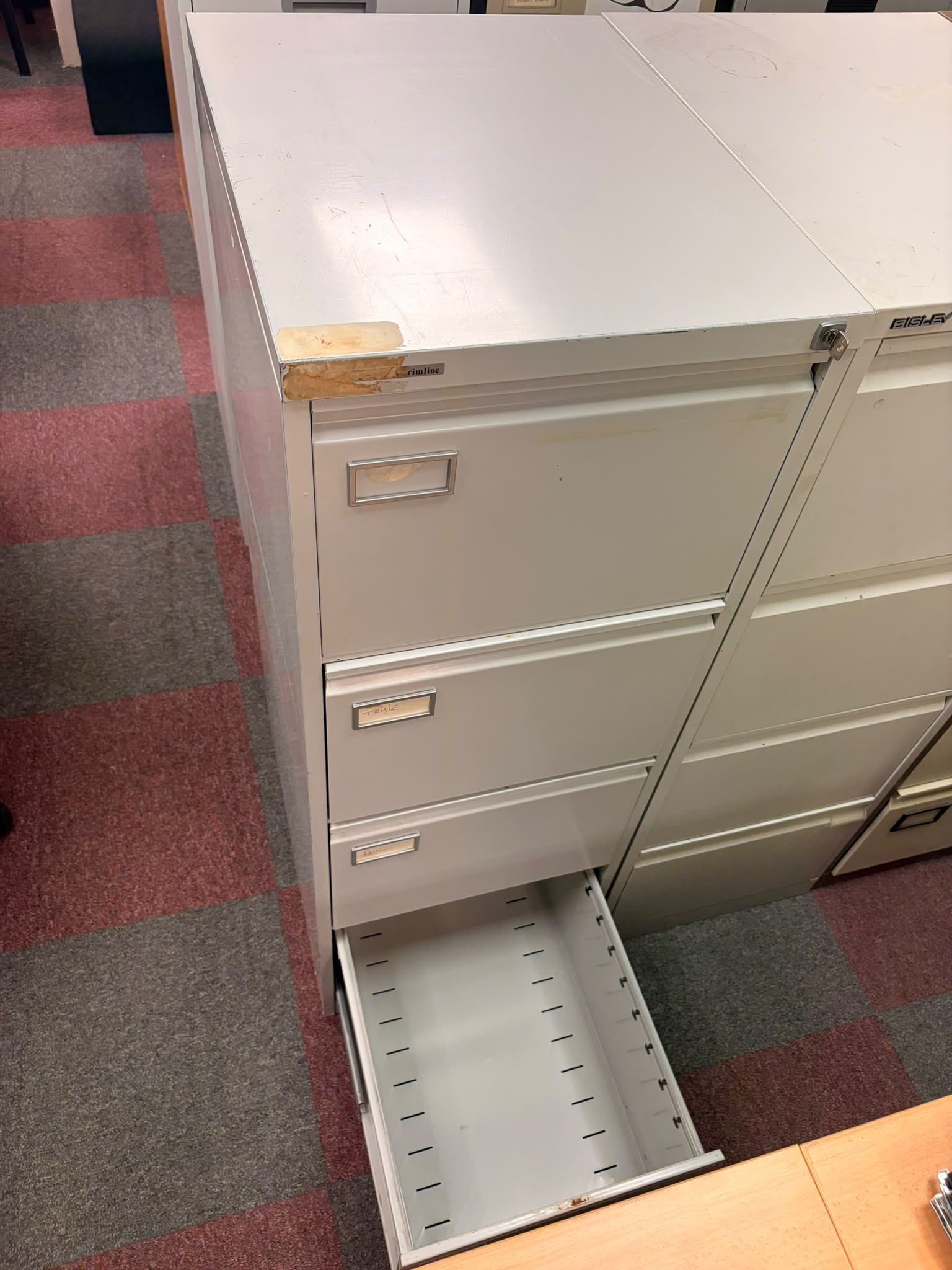 Used Silver Four Drawer Filing Cabinet