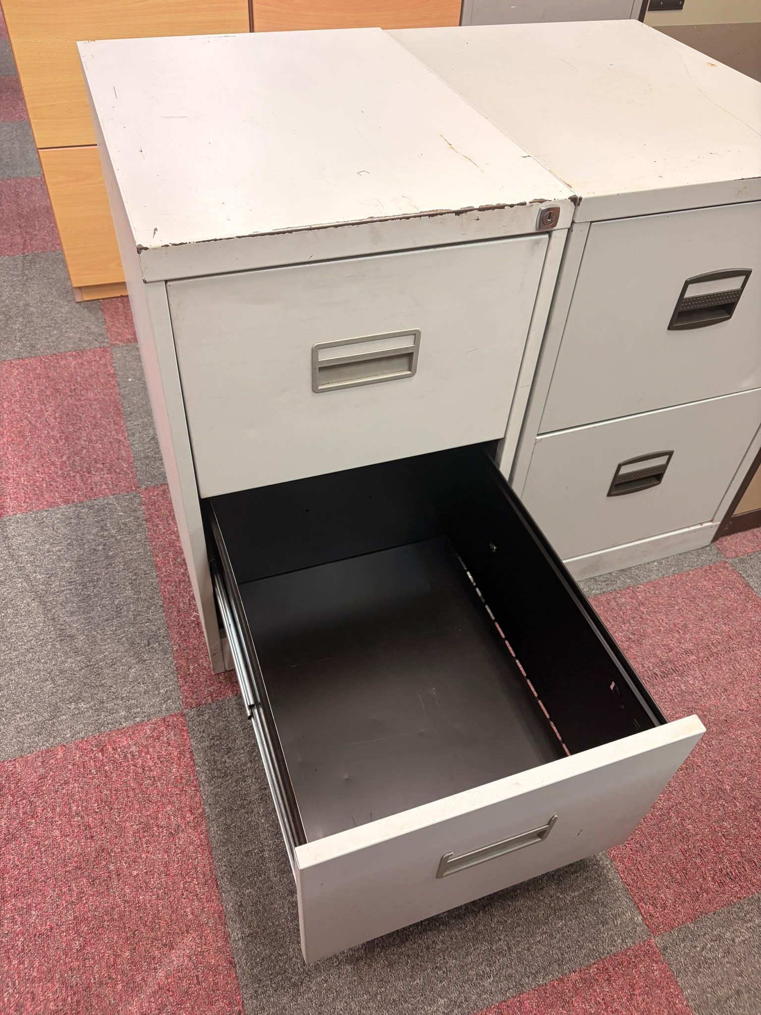 Used White Filing Cabinet - Two Drawer