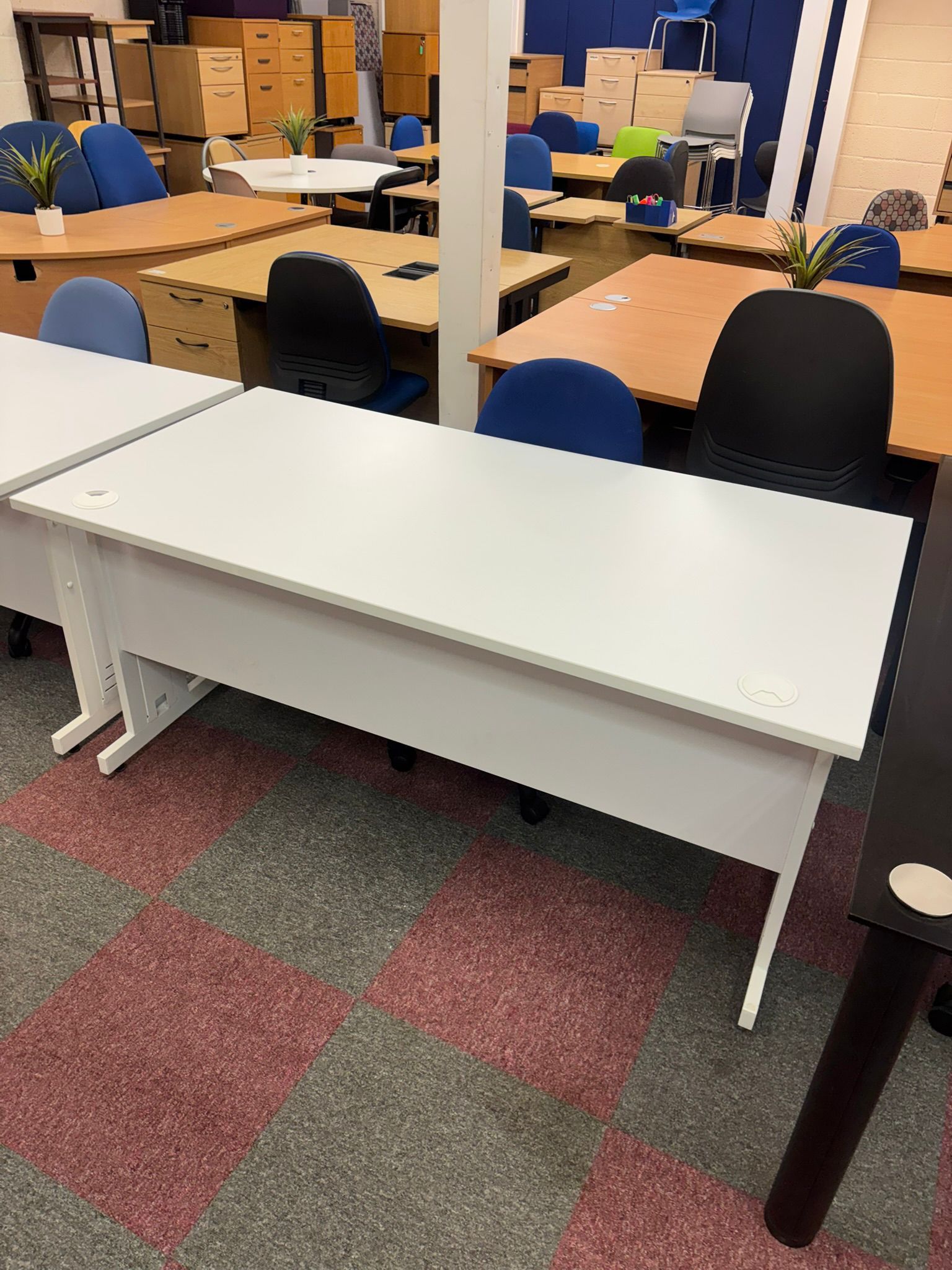 Straight White Desk