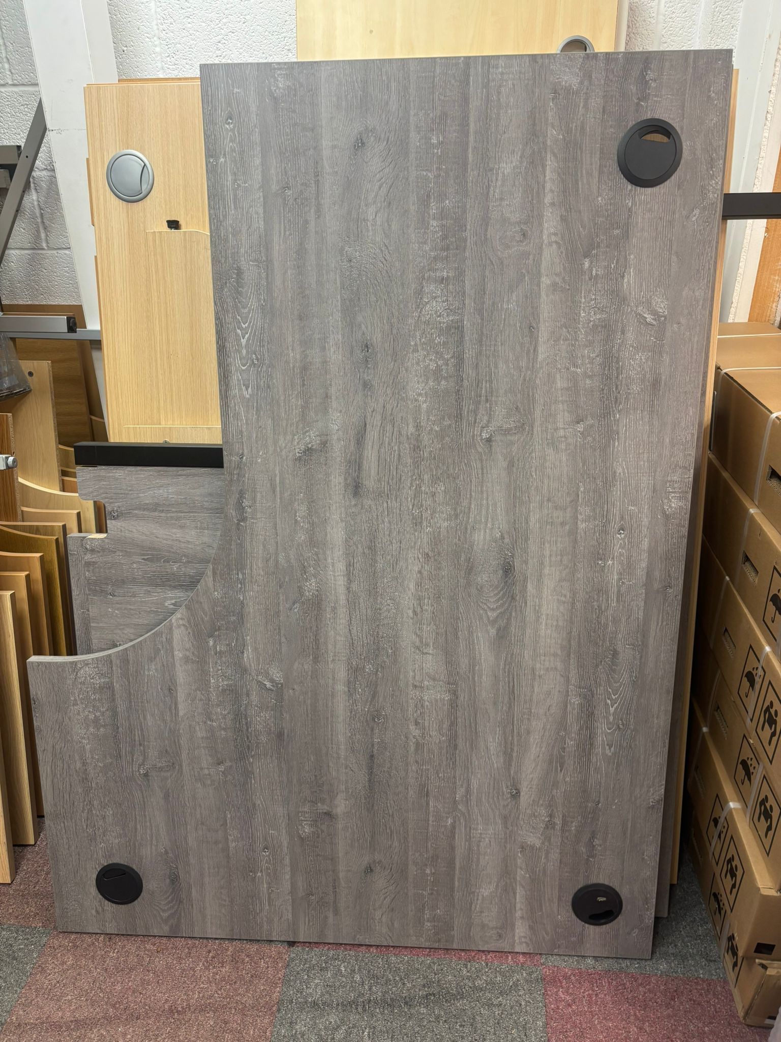 New Office Right Hand Return Desk - Grey Oak
