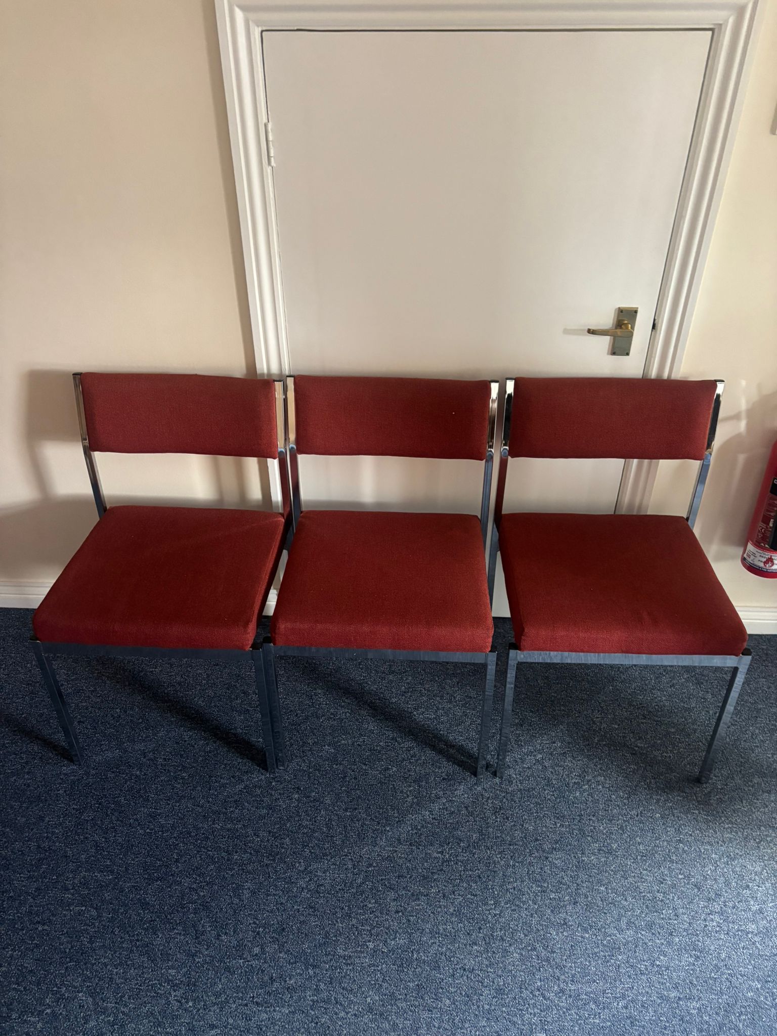 Used Meeting Chairs - Red With Silver Frames