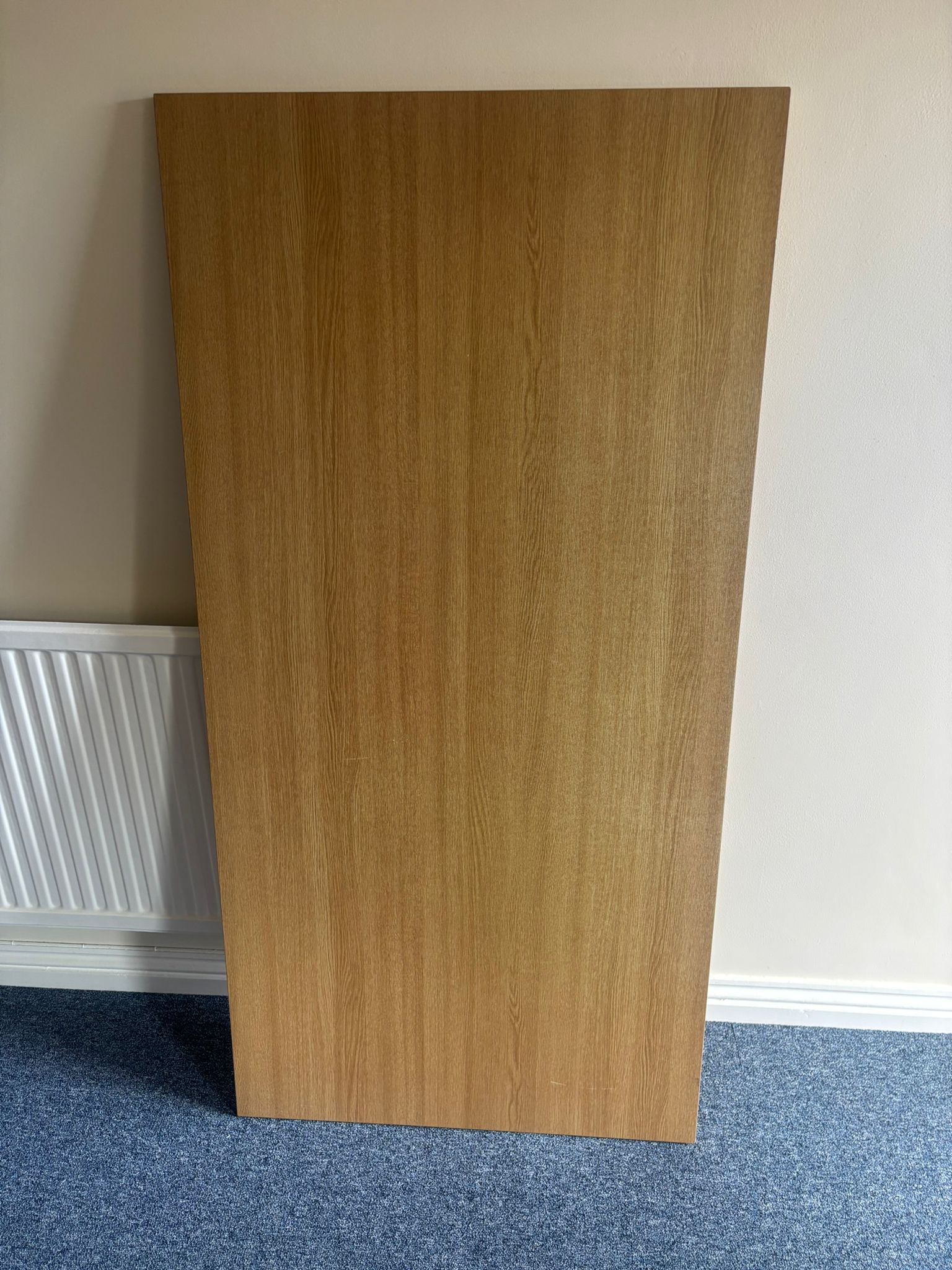 Used Straight Desk With Built In Pedestal - Three Drawer