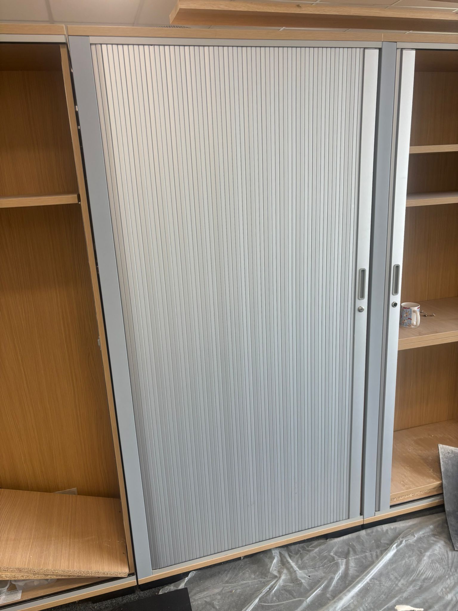 Wooden Tambour Storage Cupboard