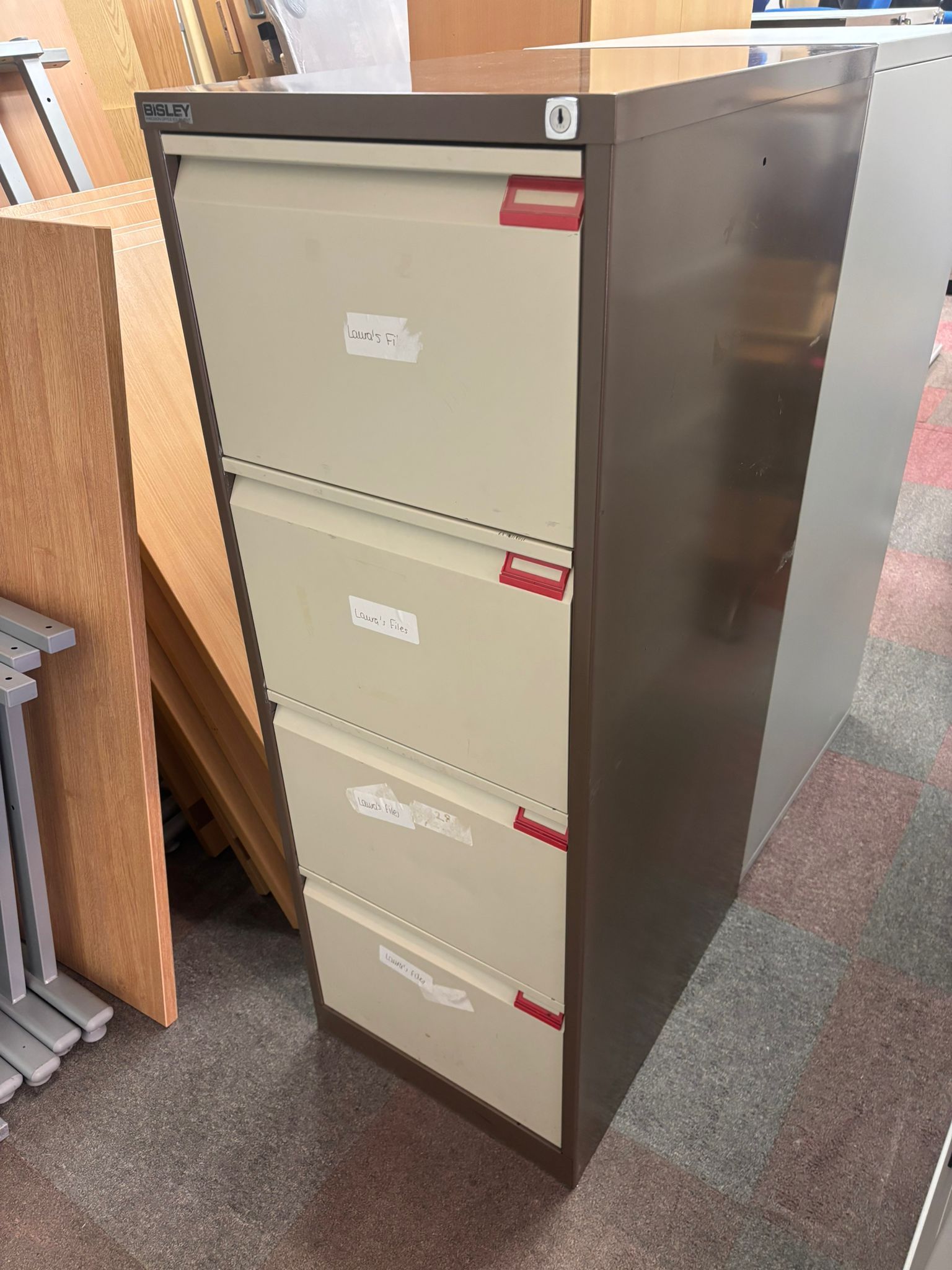 Bisley Coffee and Cream Metal Filing Cabinet