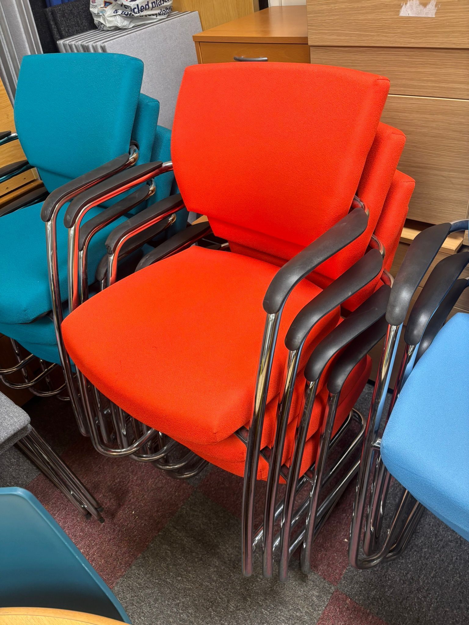 Used Stackable Meeting Chairs - Red