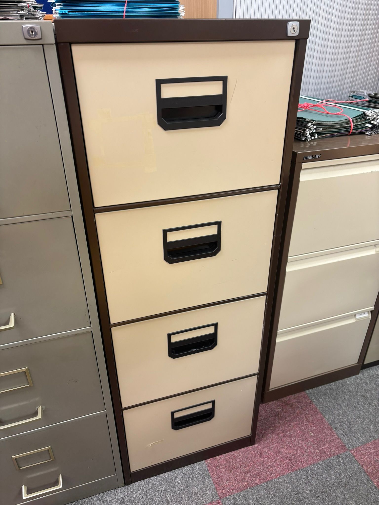 Used 4 Drawer Coffee and Cream Filing Cabinet