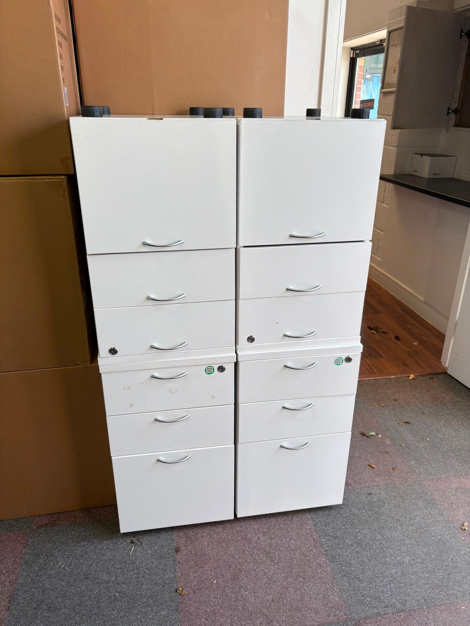 Matching White Desk High Pedestals