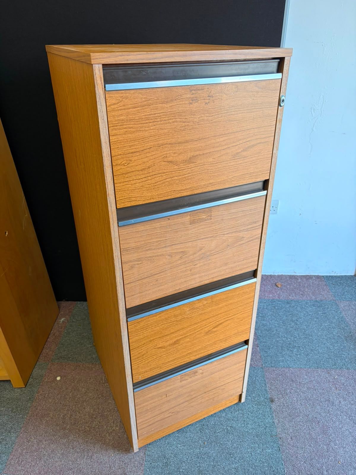 Used Wooden 4 Drawer Filing Cabinet