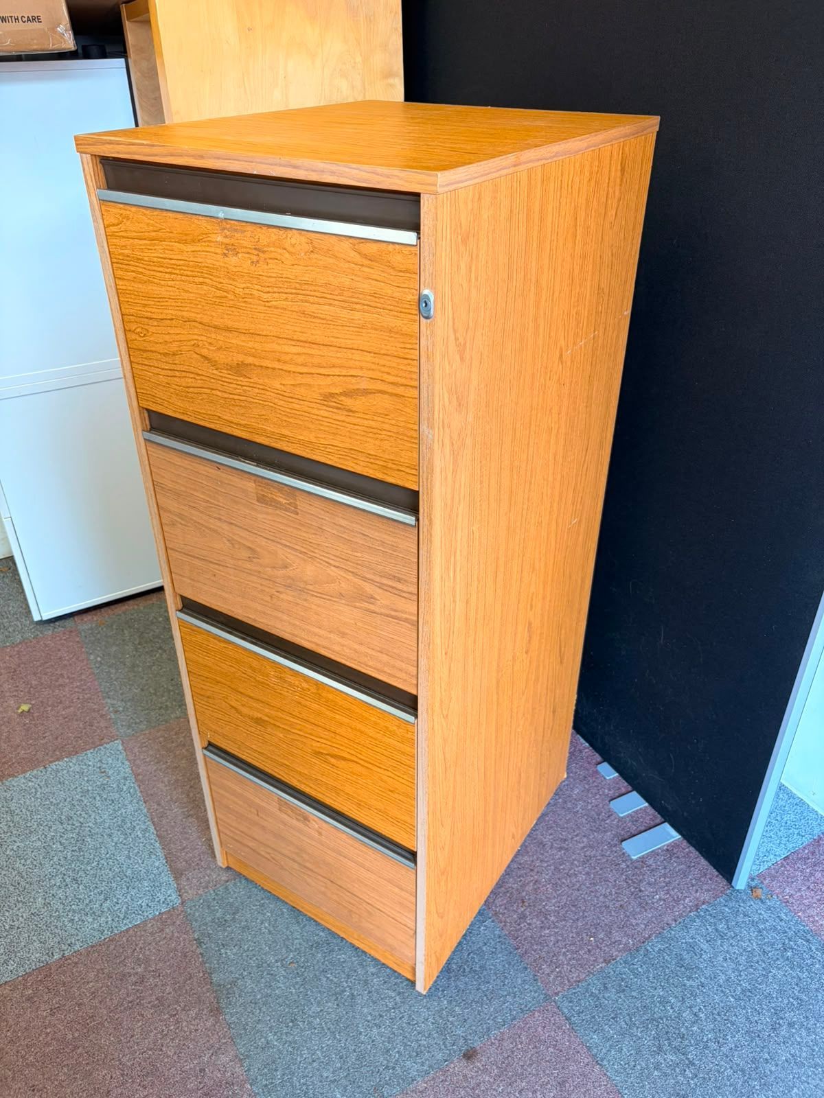 Used Wooden 4 Drawer Filing Cabinet