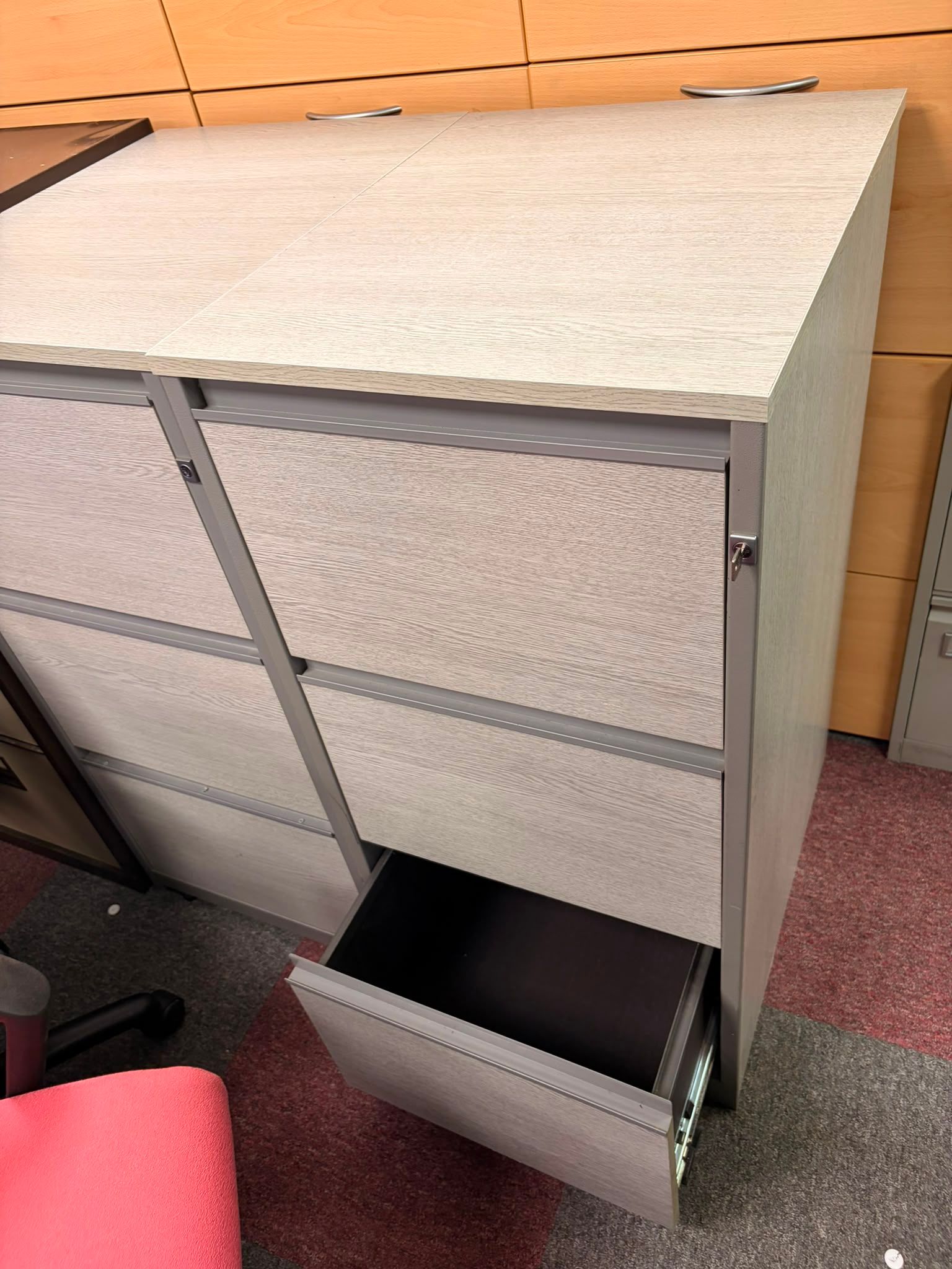 Used Three Drawer Wooden Filing Cabinets