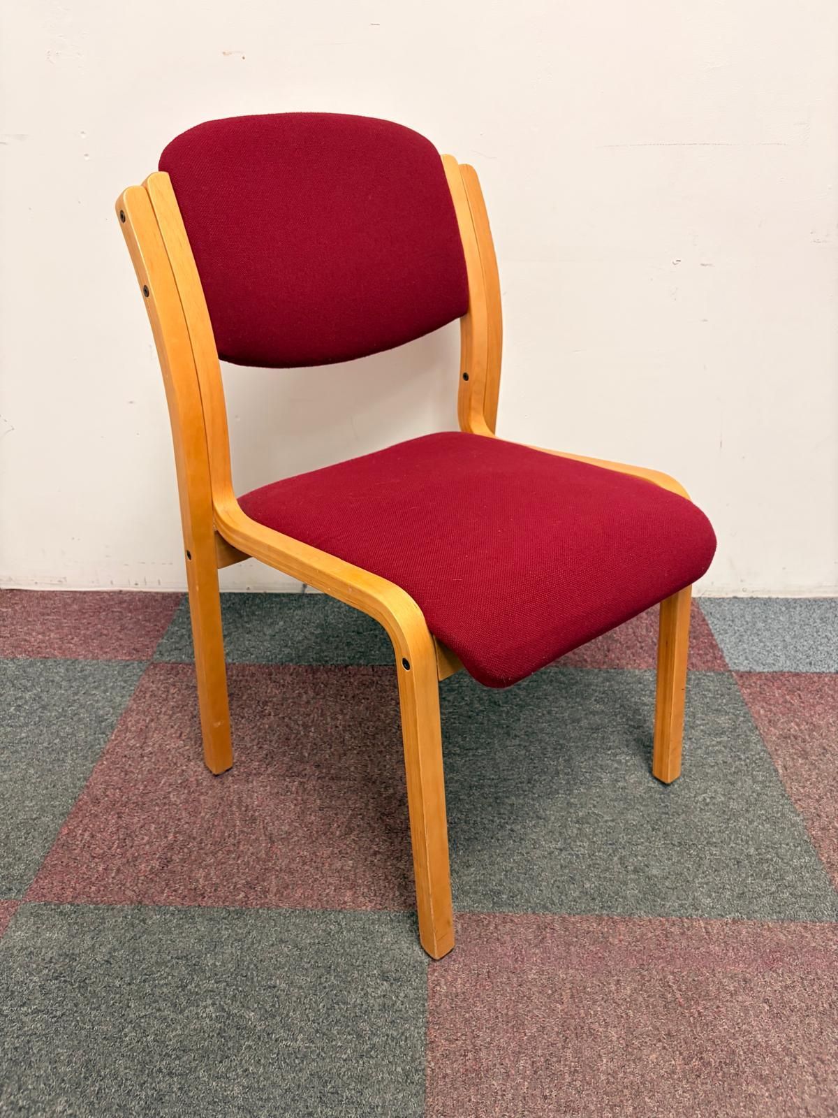 Used Stackable Meeting Chairs - Red - Wooden Frame