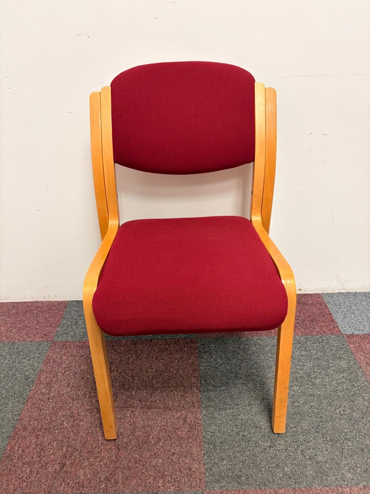 Used Stackable Meeting Chairs - Red - Wooden Frame