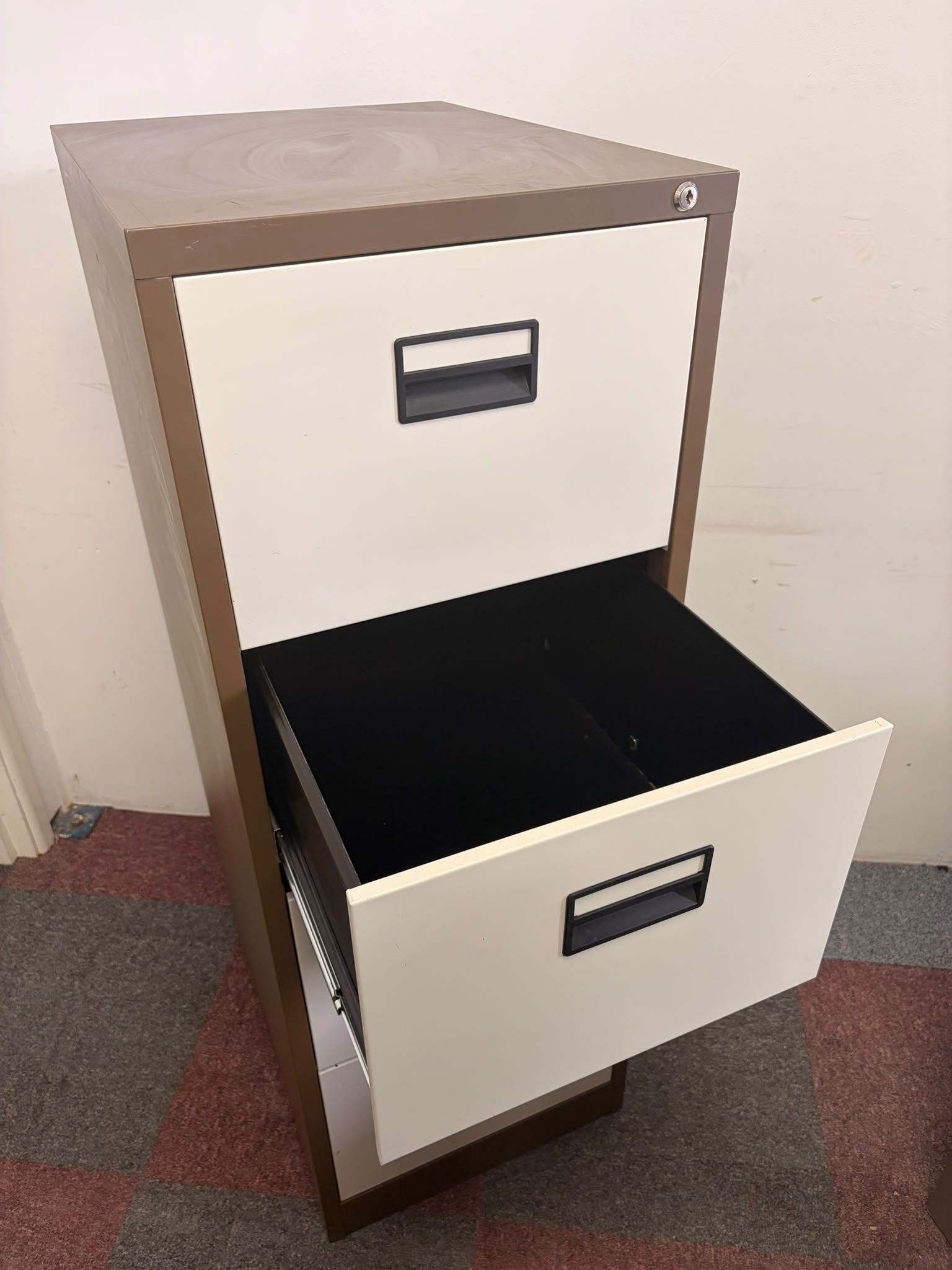 Used Coffee & Cream Four Drawer Filing Cabinet
