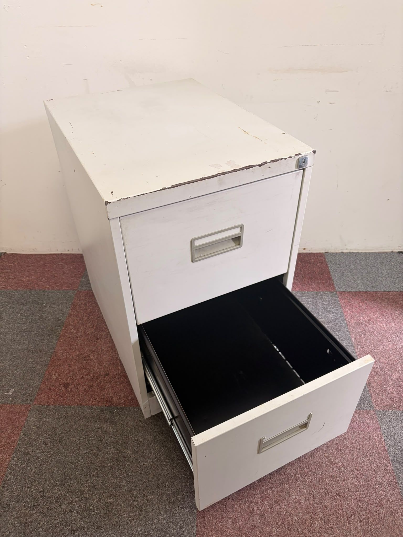 Used White Filing Cabinet - Two Drawer