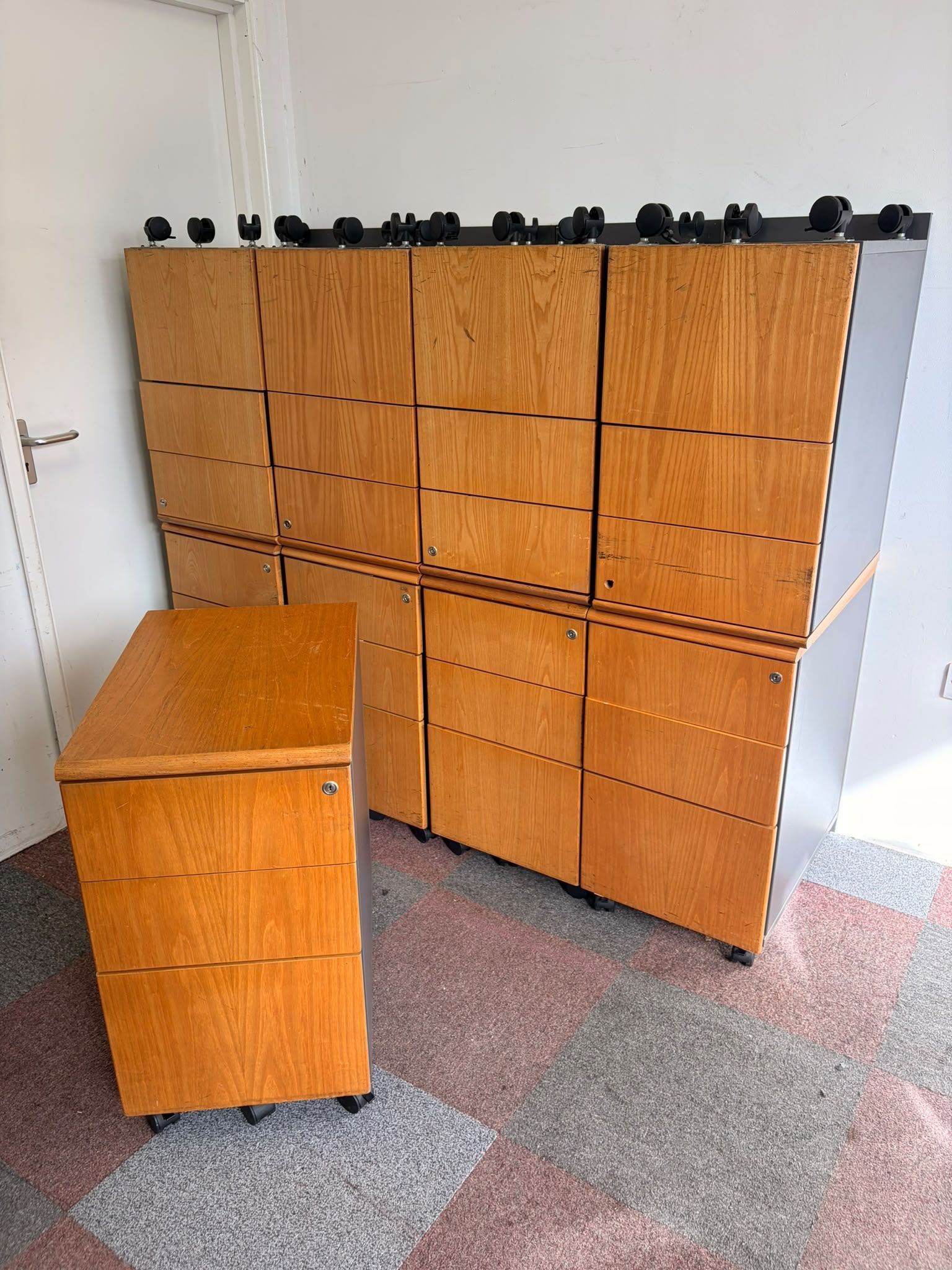 Used Desk High Pedestals - Oak