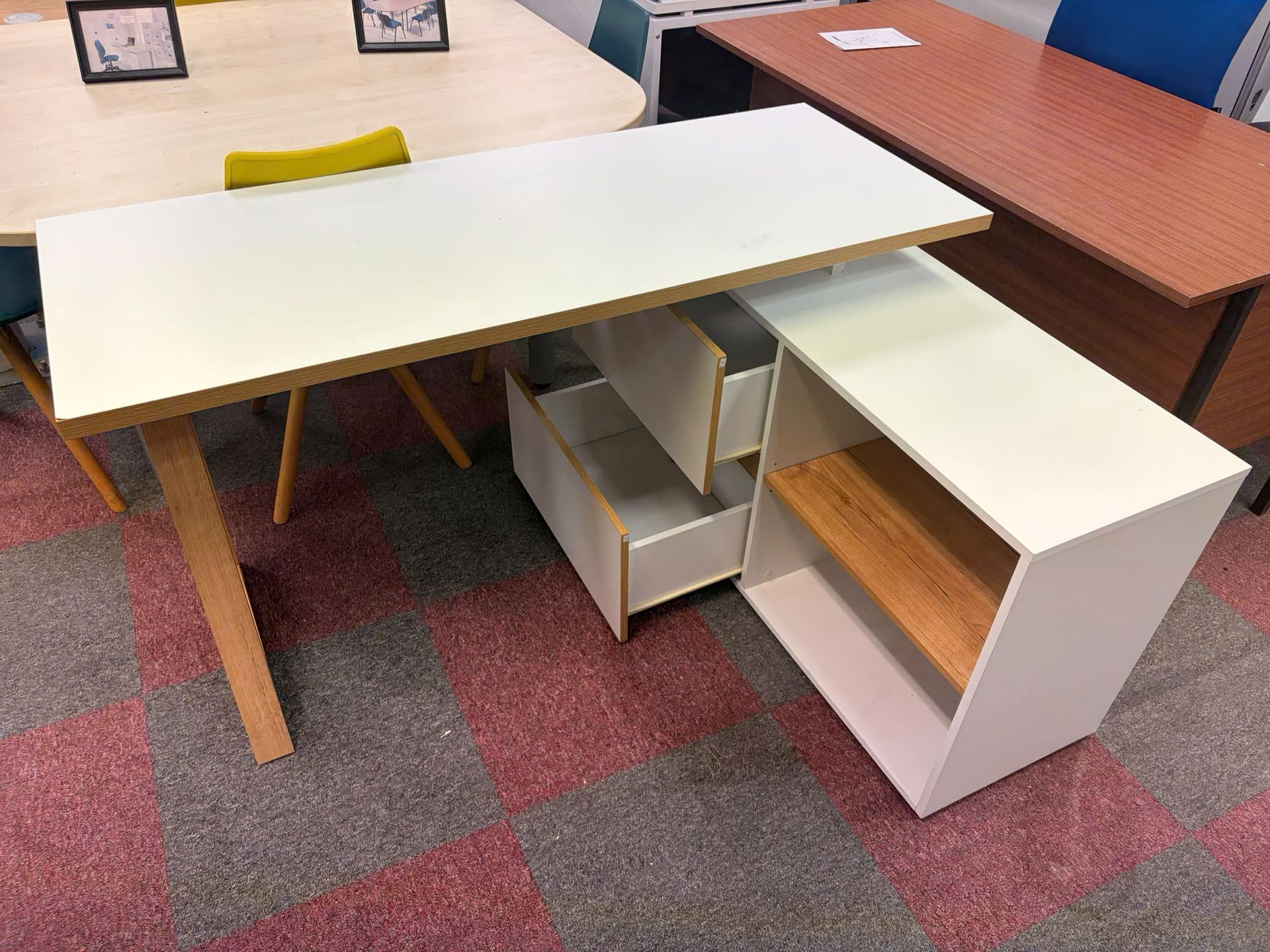 Used modern office desk integrated storage pedestal