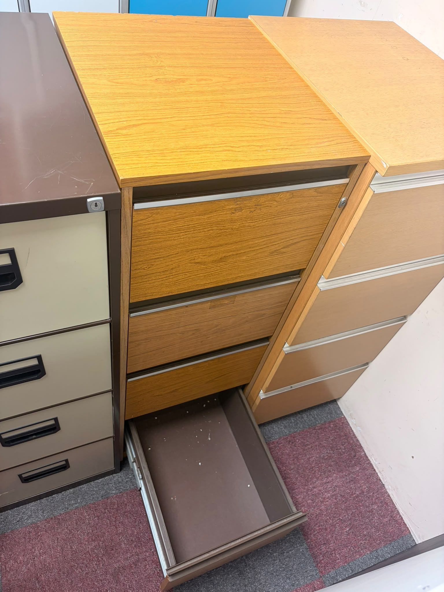 Used Wooden 4 Drawer Filing Cabinet
