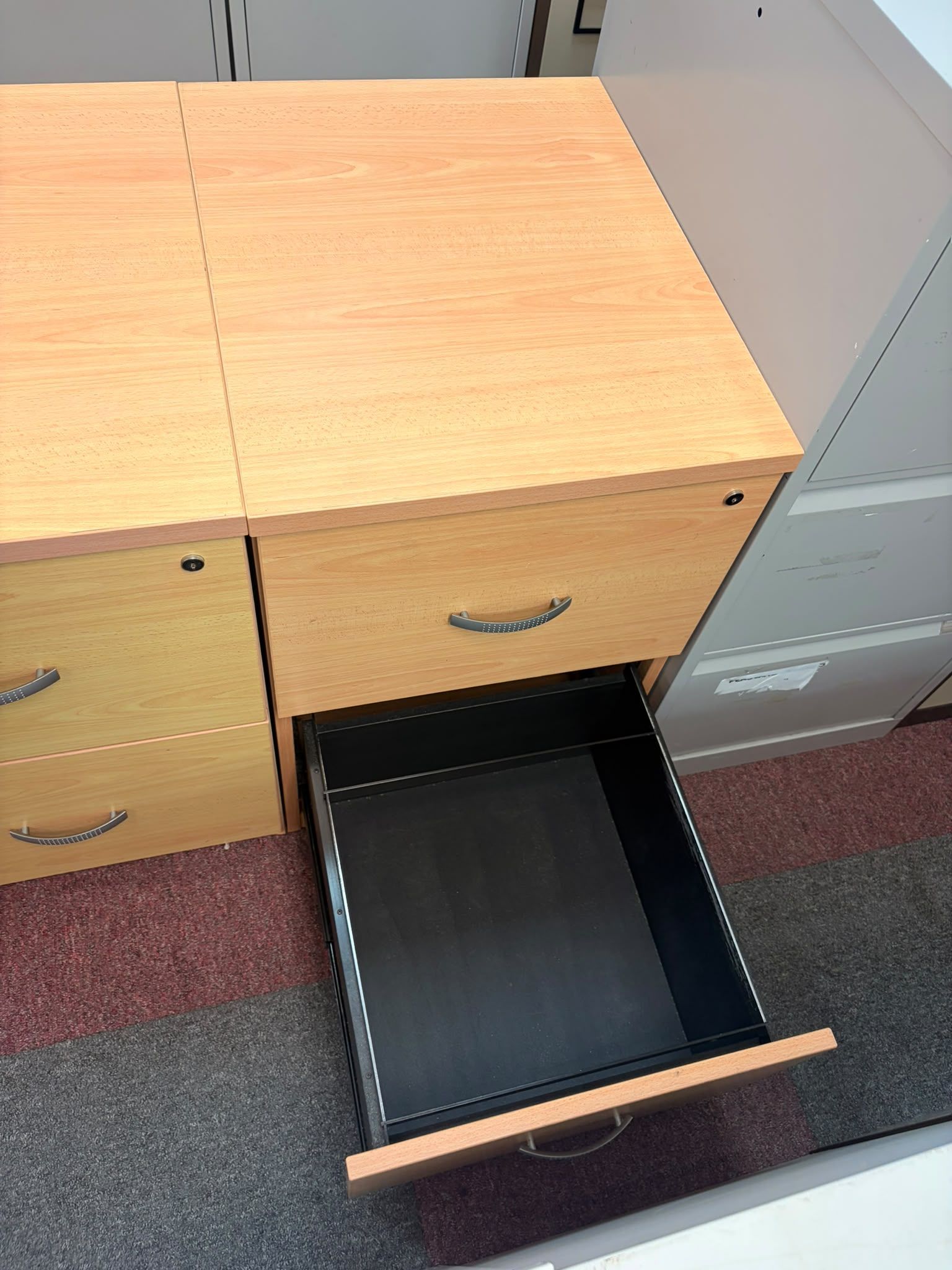 Used Wooden Two Drawer Filing Cabinet