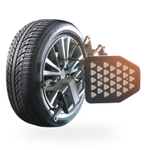 Wheel clamp attached to a car tire, with a triangular cutout metal plate. | Len's Automotive