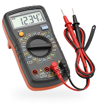 Digital multimeter with probes, displaying 12.34V on the screen. | Len's Automotive