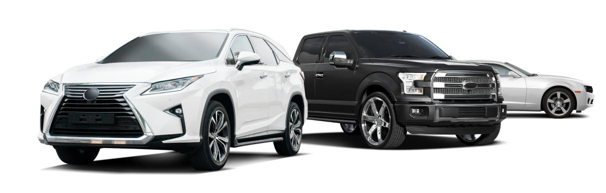Three Lexus SUVs in white, black, and silver on a white background | Len's Automotive