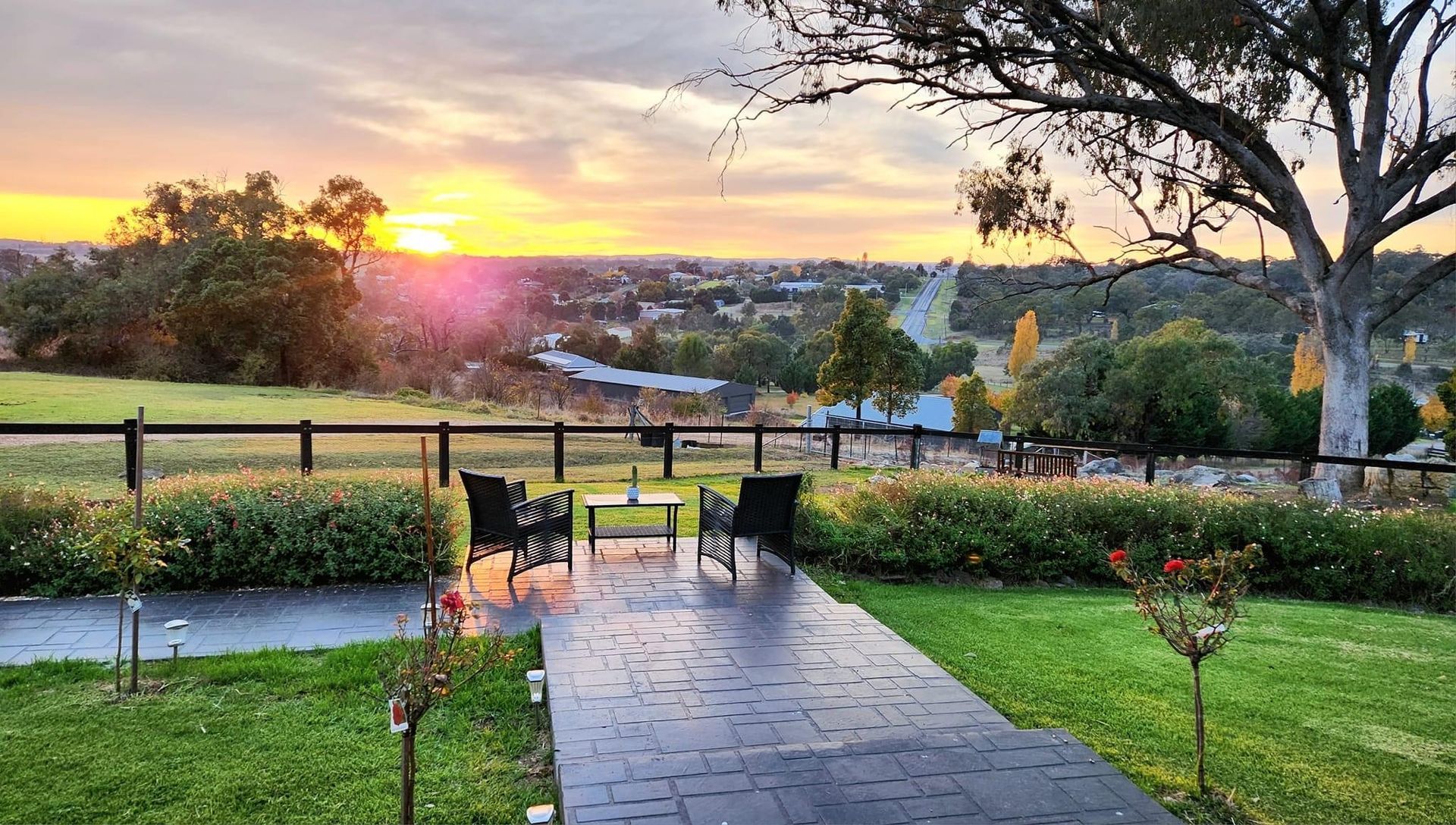Beautiful Garden In Sunset — Regional Concreting Solutions In Orange, NSW
