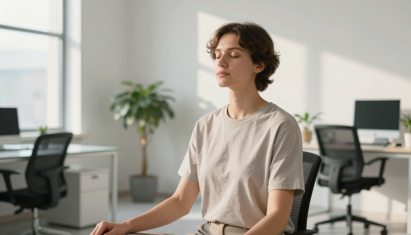 Person practicing calm breathing