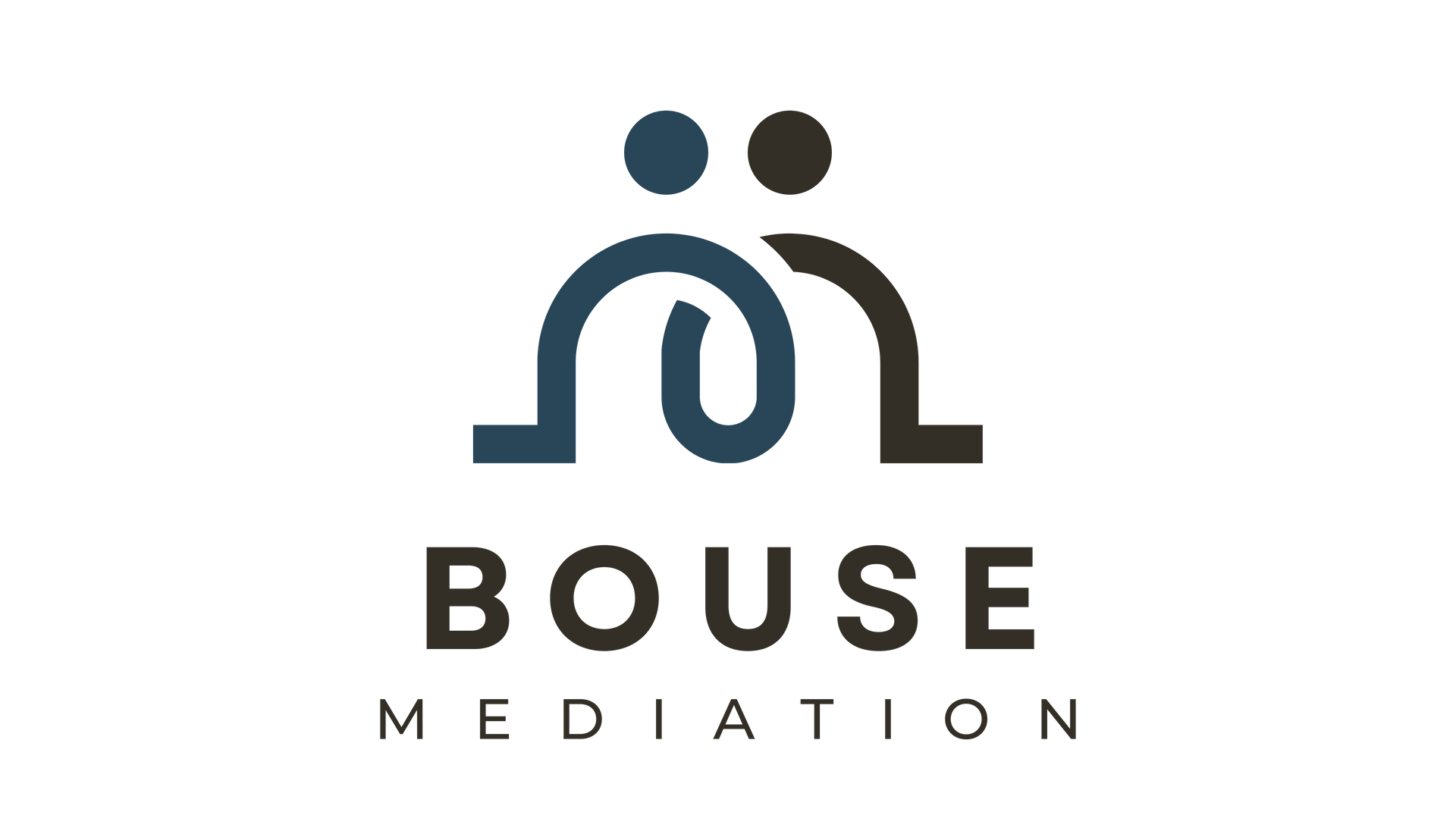 Logo: Two figures connected by an intertwined design, above the word Logo: Two figures connected by an intertwined design, above the word