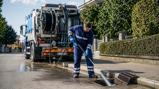 Mezzo per lavaggio strade su superficie esterna